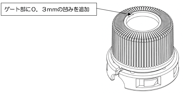 ゲート部に０．３ｍｍの凹みを追加